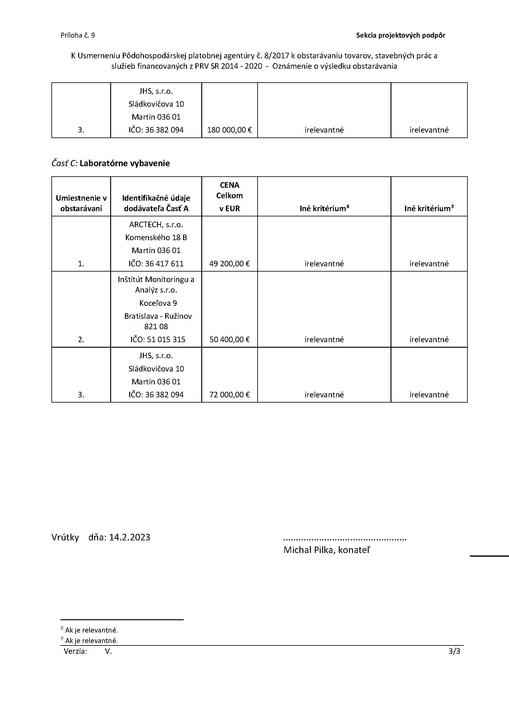 príloha č. 9 - Oznámenie o výsledku obstarávania_Strana_3